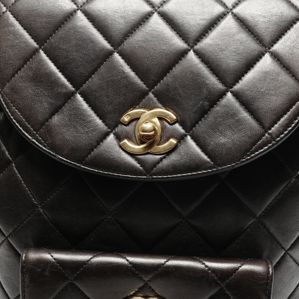 CHANEL No. 3 1994-1996 Lambskin Duma Matelasse Backpack/Daypack in Black - Picture 9 of 15